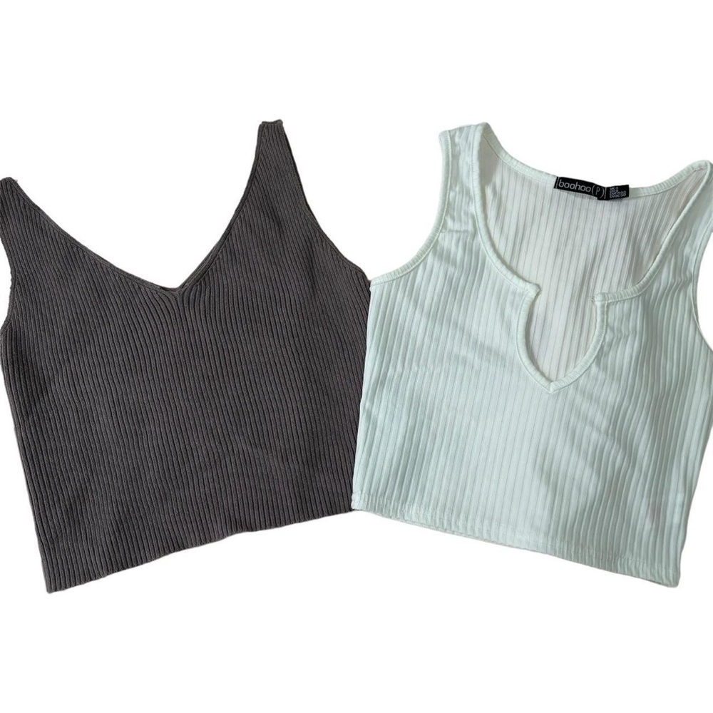 Taupe and White Tank Tops